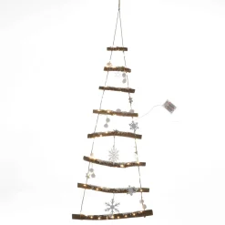 Beleuchteter Holzbaum-Hänger Mit Batterie, 100 Cm Lang