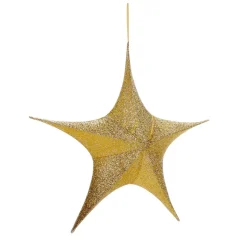 Deko Faltstern Glitter Gold Mit Reißverschluss, 40 Cm