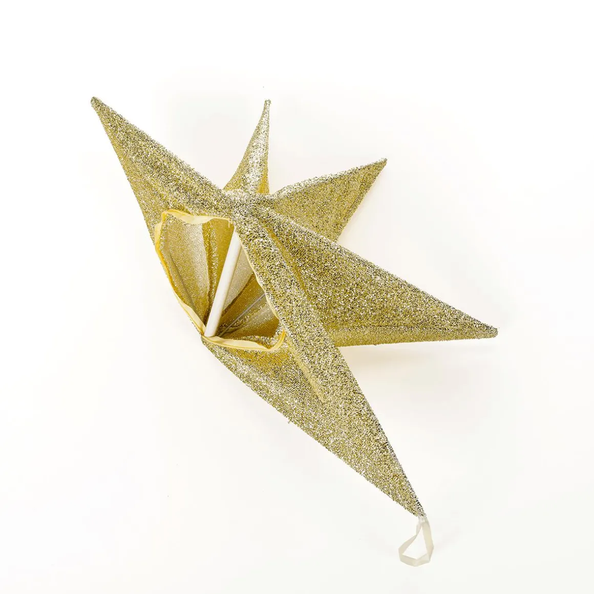 Deko Faltstern Glitter Gold Mit Reißverschluss, 40 Cm