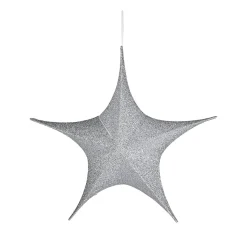 Deko Faltstern Glitter Silber Mit Reißverschluss, 40 Cm