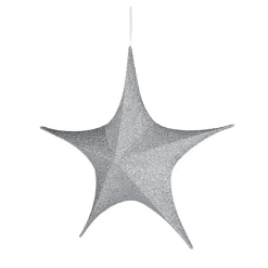 Deko Faltstern Glitter Silber Mit Reißverschluss, 40 Cm