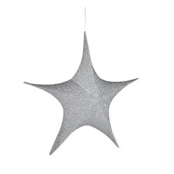 Deko Faltstern Glitter Silber Mit Reißverschluss, 40 Cm