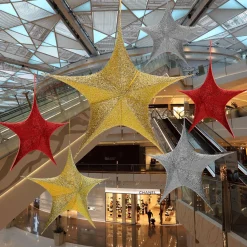 Deko Faltstern Glitter Silber Mit Reißverschluss, 40 Cm