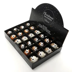 Deko Hänger Glas Kugel „Eule“ 24 Stück In Der Box