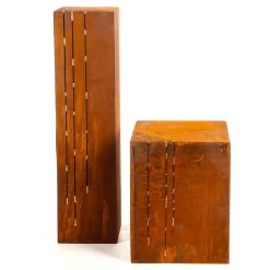 Deko Podest Rost Säule Beistell-Tisch Braun 100 X 25 Cm