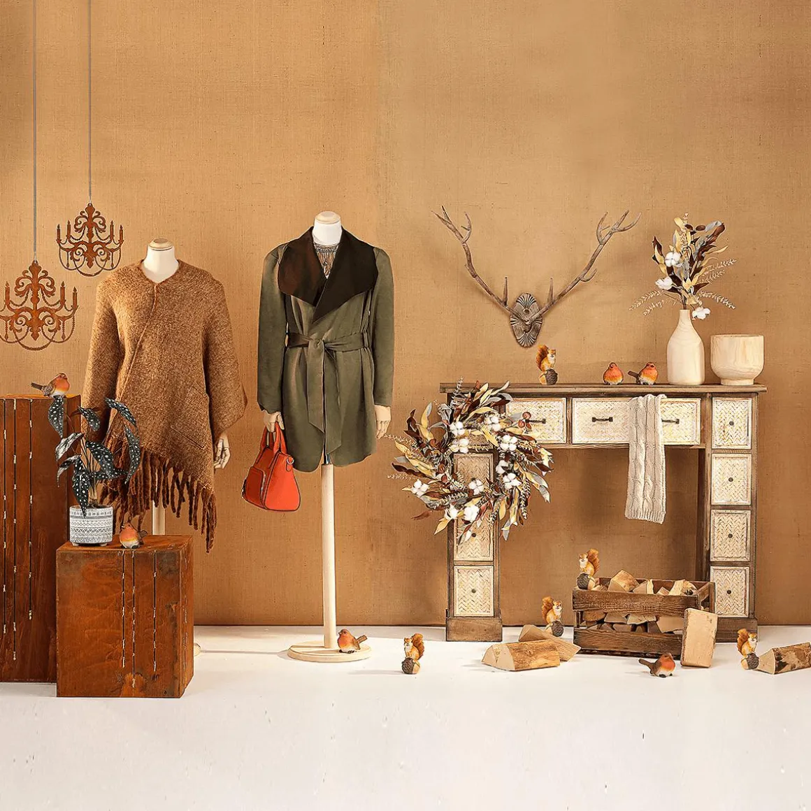 Deko Podest Rost Säule Beistell-Tisch Braun 100 X 25 Cm