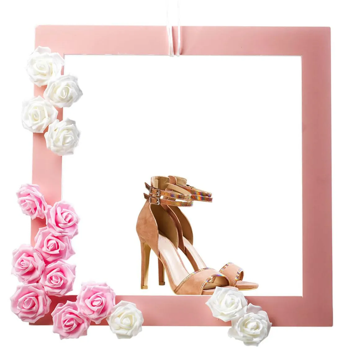 Deko Rahmen Inkl. Paneel 50 X 50 Cm Pastellgelb/rosa