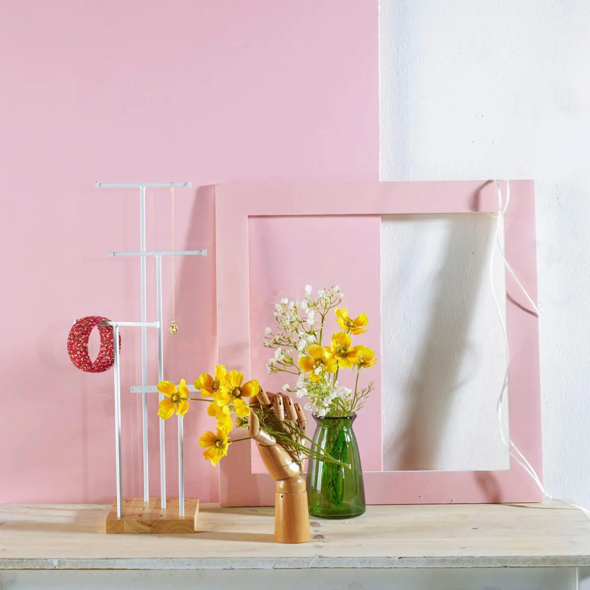 Deko Rahmen Inkl. Paneel 50 X 50 Cm Pastellgelb/rosa