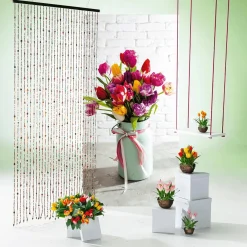 Deko Vorhang Bunt, Aus Holz, 90 X 200 Cm