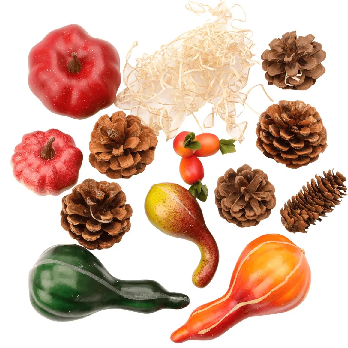 Deko-Box Kürbis-Mix Mit Tannenzapfen 20 X 15 X 6 Cm