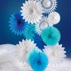 Dekofächer 50cmØ Weiß Papier B1 Schneeflocke