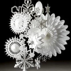 Dekofächer 50cmØ Weiß Papier B1 Schneeflocke