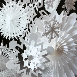 Dekofächer 50cmØ Weiß Papier B1 Schneeflocke