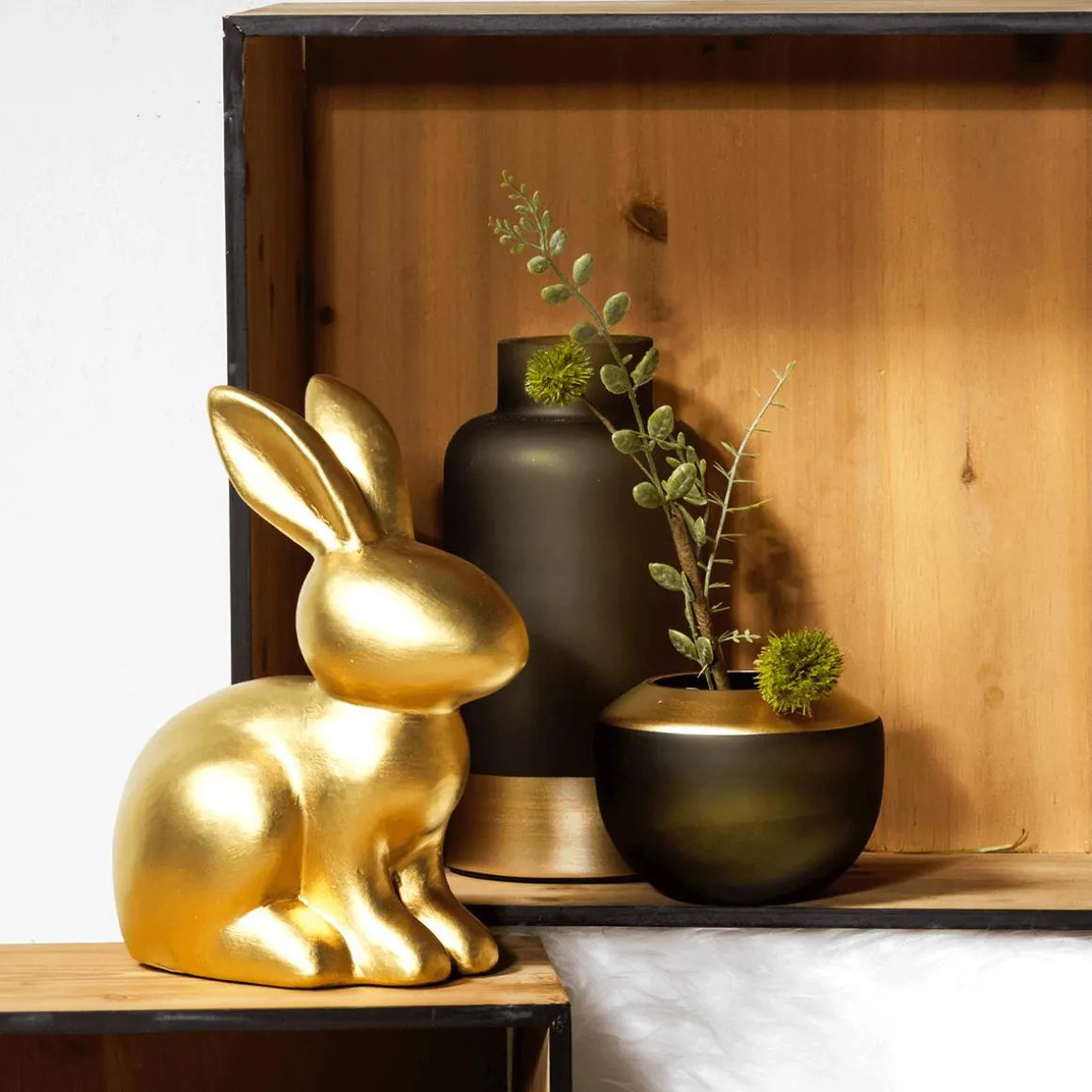 Dekofigur Osterhase Gold, 50 Cm