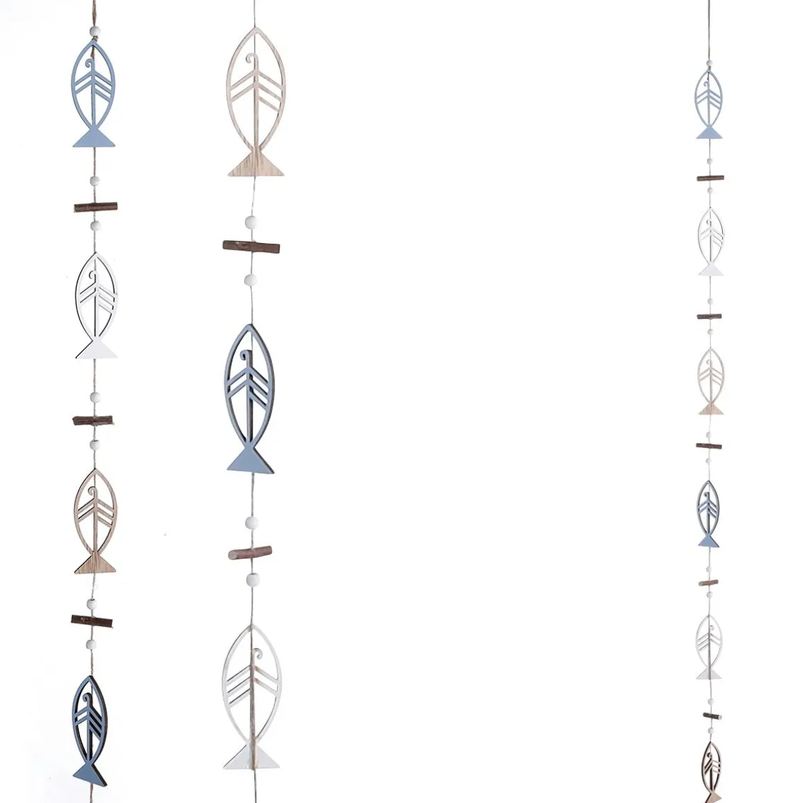 Deko-Fisch-Girlande 120 X 4 X 0,5 Cm Weiß, Braun, Blau