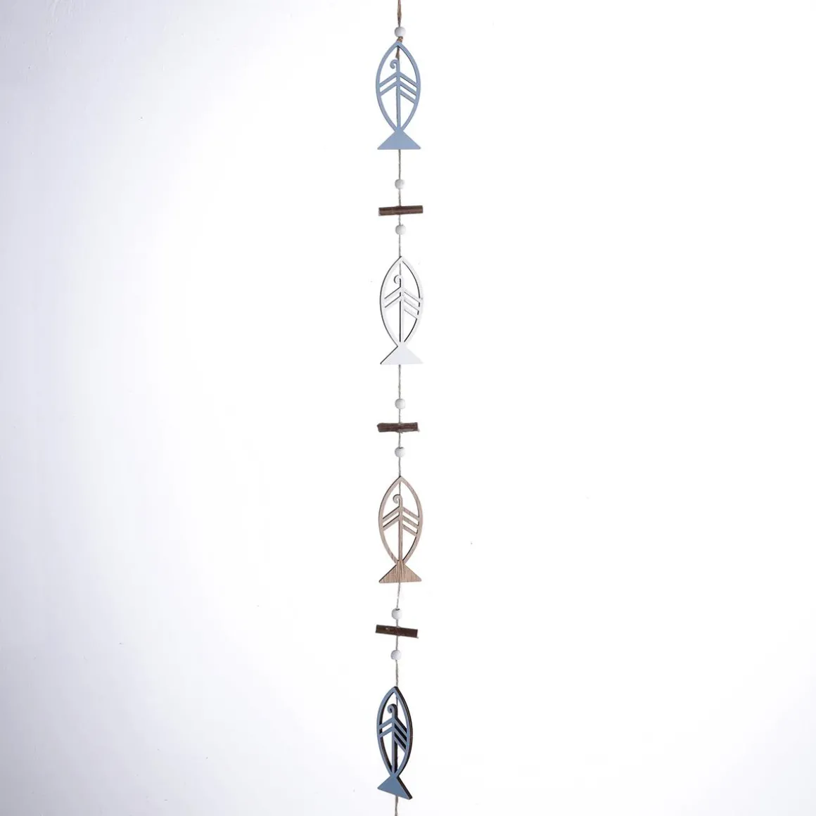 Deko-Fisch-Girlande 120 X 4 X 0,5 Cm Weiß, Braun, Blau