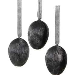 Deko-Hänger Feder-Ei Schwarz, 8 Cm Lang, 3 Stück