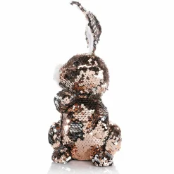 Deko-Oster-Hase Mit Wendepailletten Kupfer Und Silber, 21 Cm
