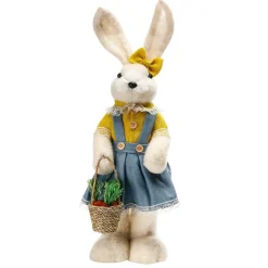 Deko-Plüsch-Oster-Hase 57 Cm Hoch, Beige, Mit Körbchen