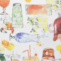 Dekostoff Mit Cocktailmotiv, 150 Cm Breit