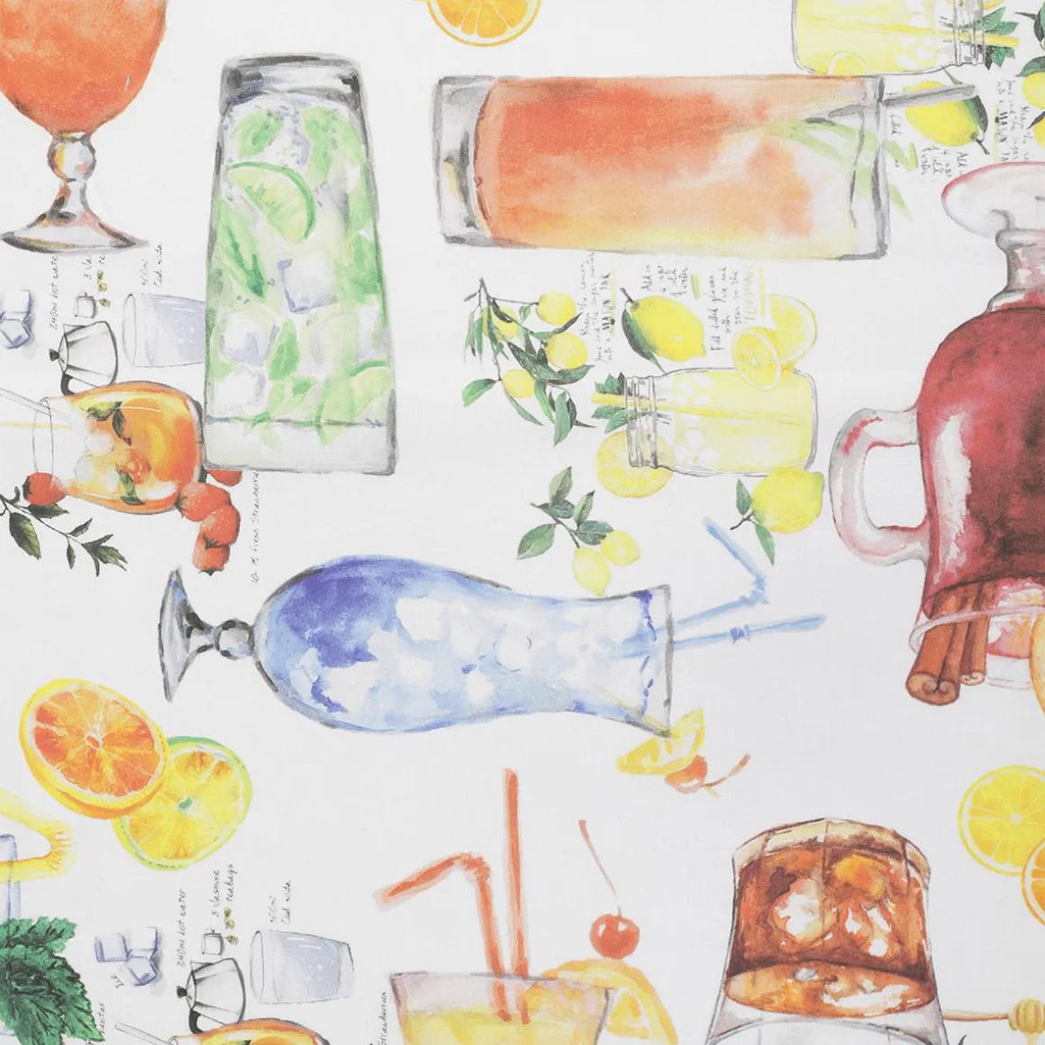 Dekostoff Mit Cocktailmotiv, 150 Cm Breit