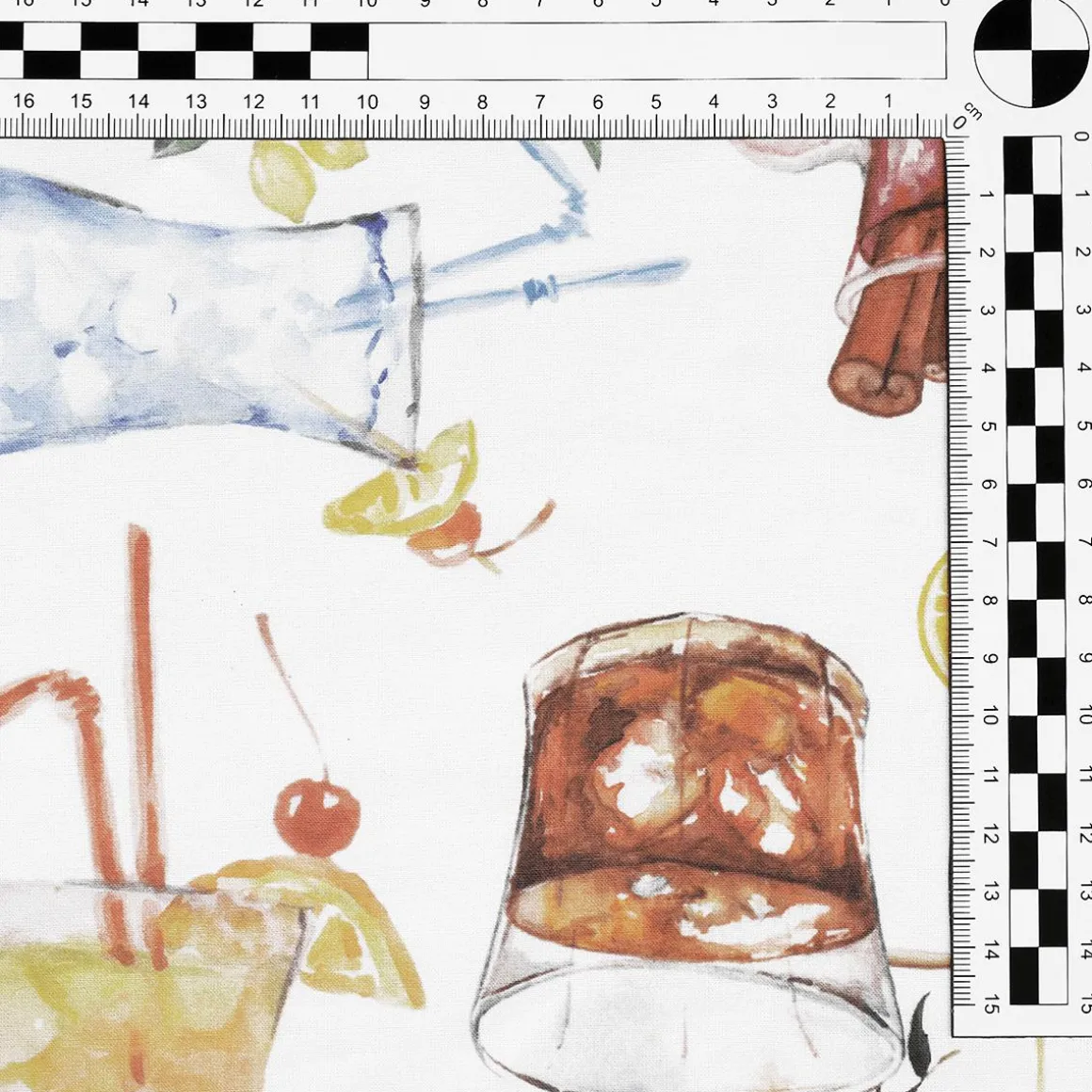 Dekostoff Mit Cocktailmotiv, 150 Cm Breit