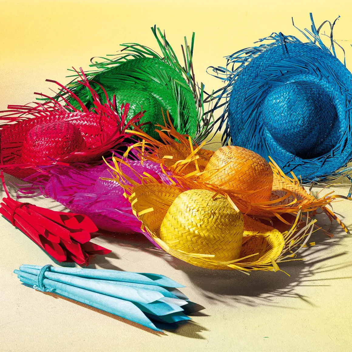 Deko-Strohhut Gelb, 40 Cm Ø