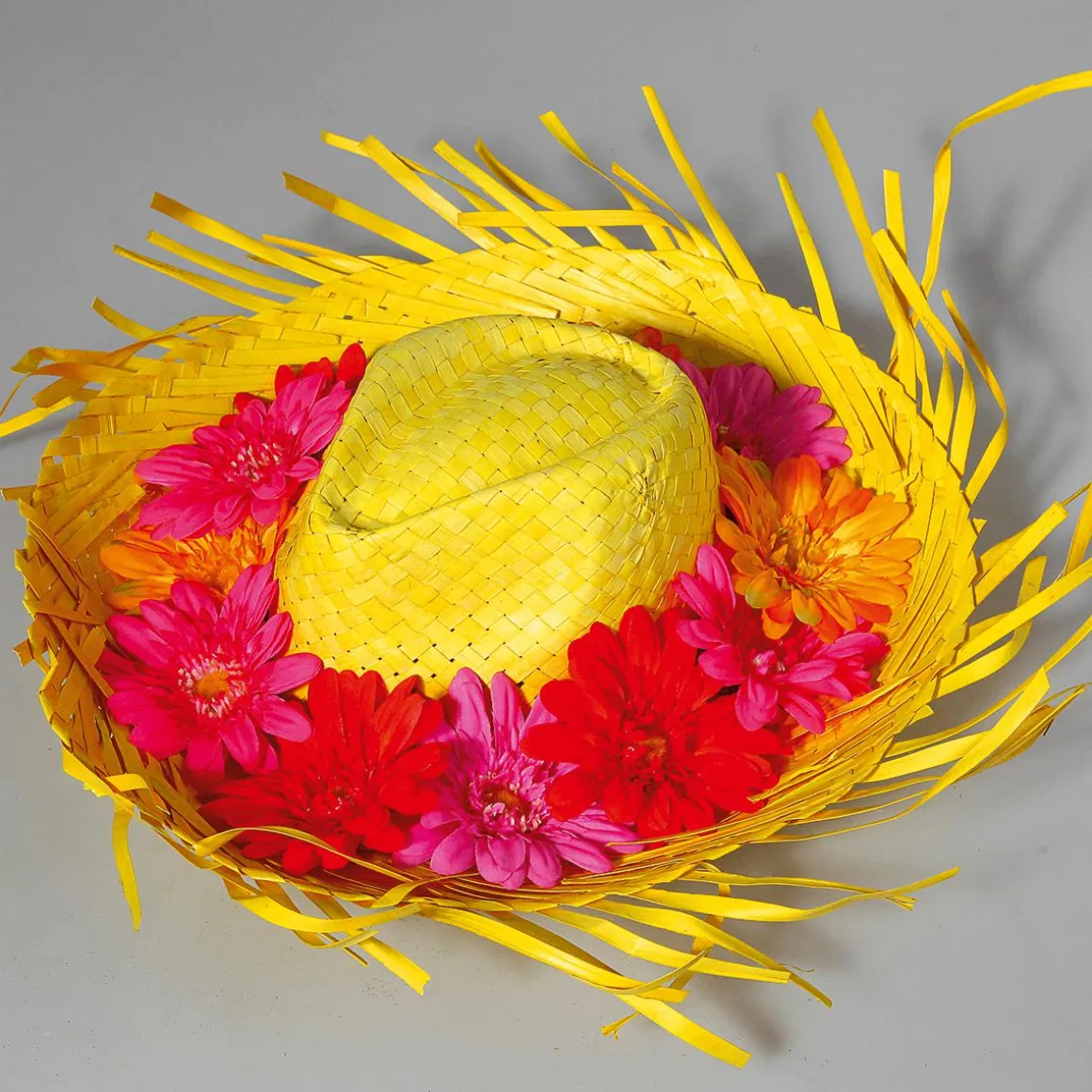 Deko-Strohhut Gelb, 40 Cm Ø