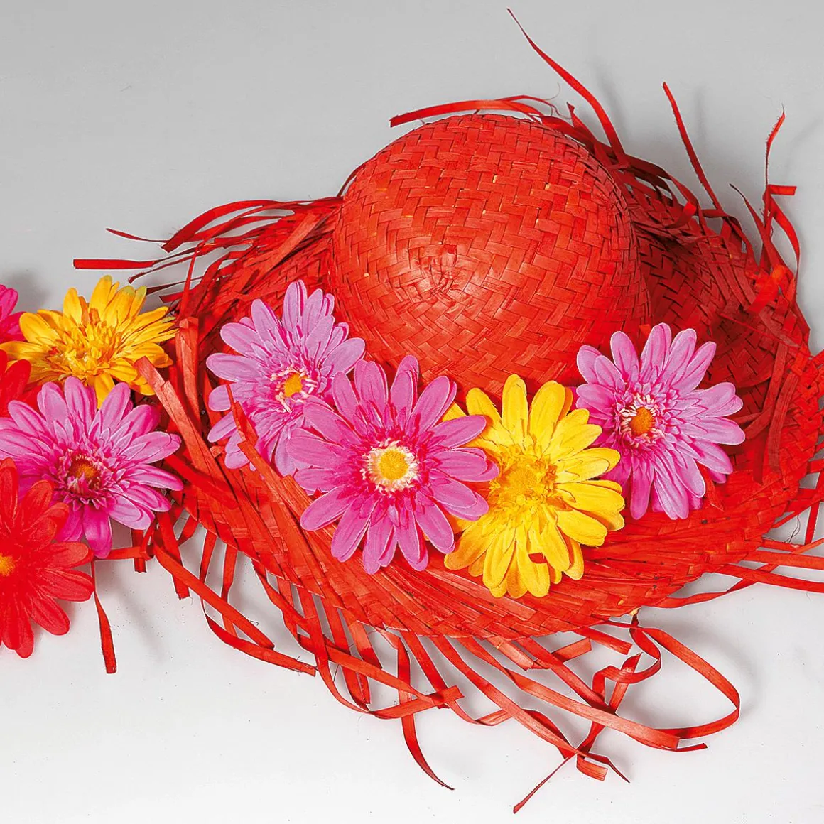 Deko-Strohhut, Rot, 40 Cm Ø