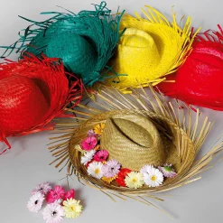 Deko-Strohhut, Rot, 40 Cm Ø