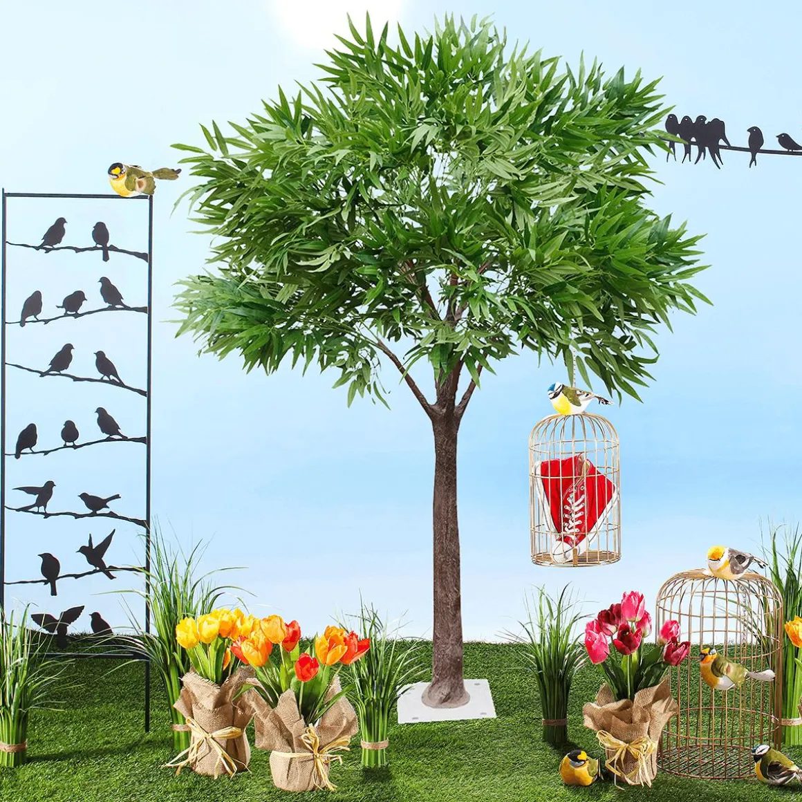 Dekovogel Grün-orange 19 Cm