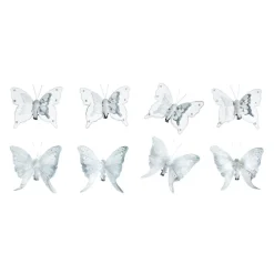 Feder-Schmetterlinge, Set à 8 Stück Mit Clip