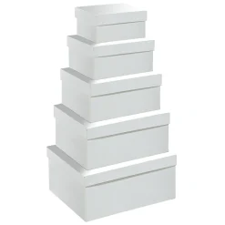 Geschenk-Boxen-Set Mit Deckel Weiß Metallic 5 Stück