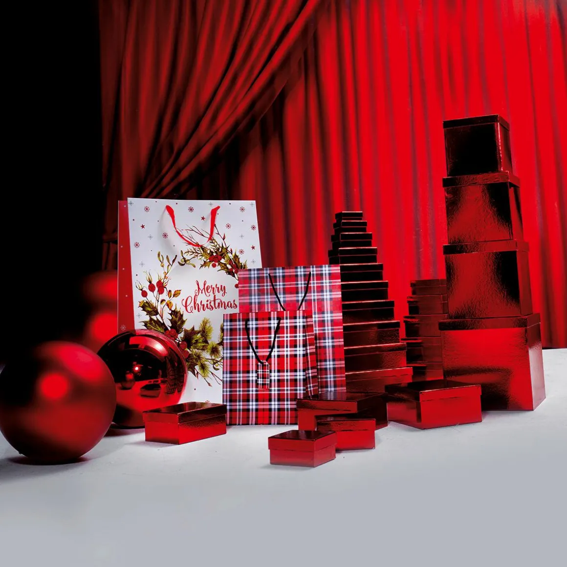 Geschenkkartonage Metallic, Rot, 5tlg.