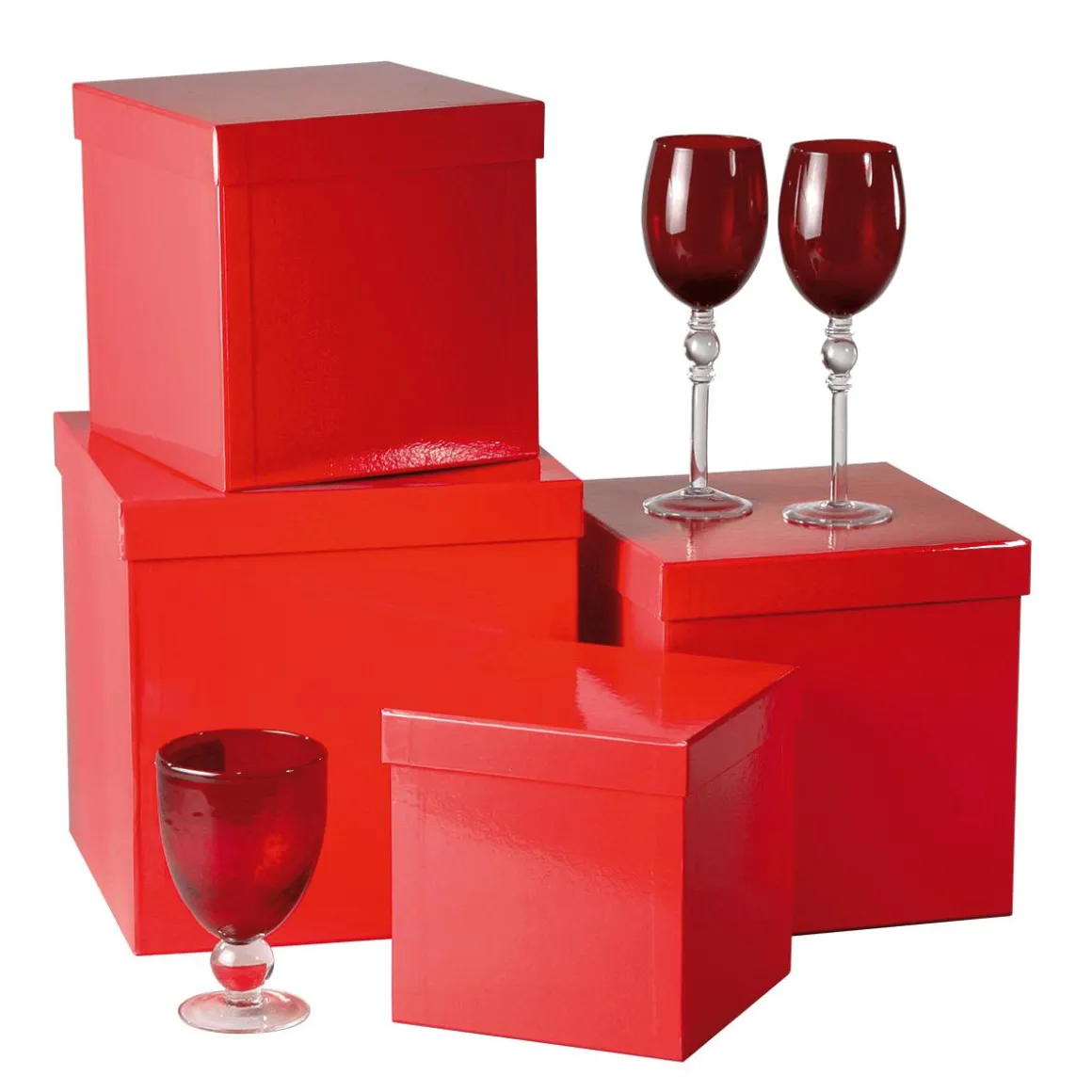 Geschenkkartonage, Rot, 4tlg.