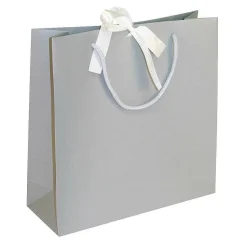 Geschenktaschen, 27,5 X 27,5 Cm, Grau 25 Stück 200g/m², Mit Passender Satinschleife