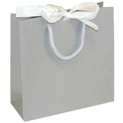 Geschenktaschen, 20 X 20 X 8 Cm, Grau 25 Stück, 200 G/ M², Mit Passender Satinschleife
