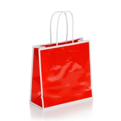 Geschenk-Trage-Taschen Rot Glänzend 25 Stück 18 X 18 Cm