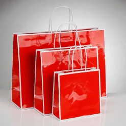 Geschenk-Trage-Taschen Rot Glänzend 25 Stück 18 X 18 Cm