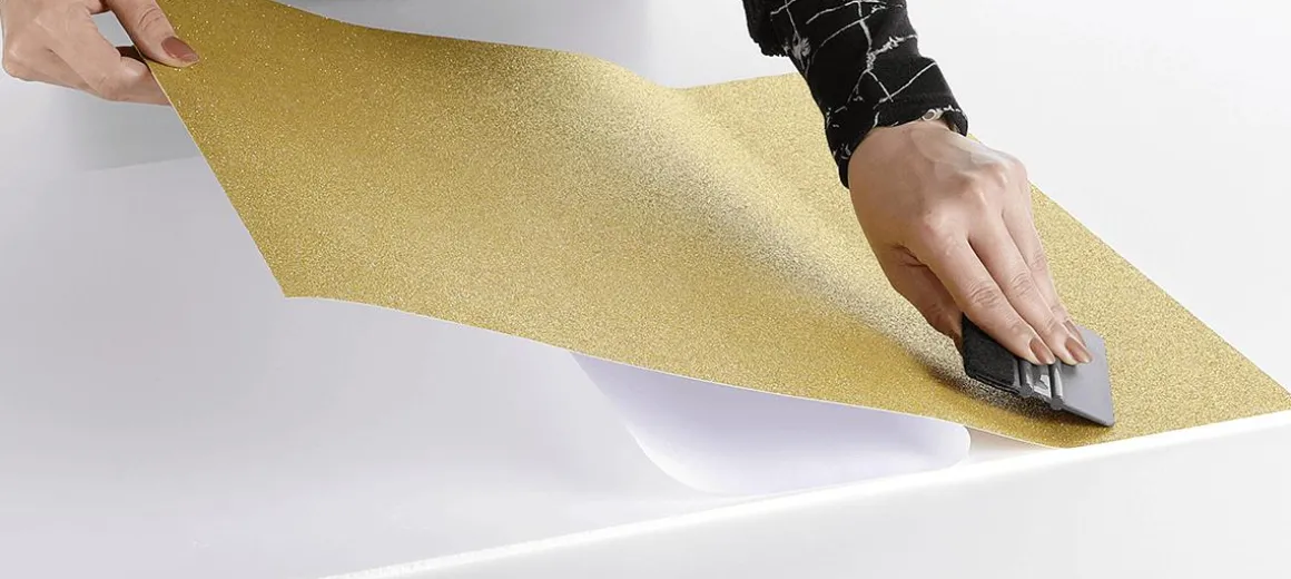 Glitzer-Folie Selbstklebend Gold 50 Cm X 5 M Rolle