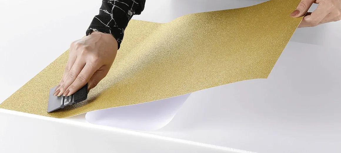 Glitzer-Folie Selbstklebend Gold 50 Cm X 5 M Rolle