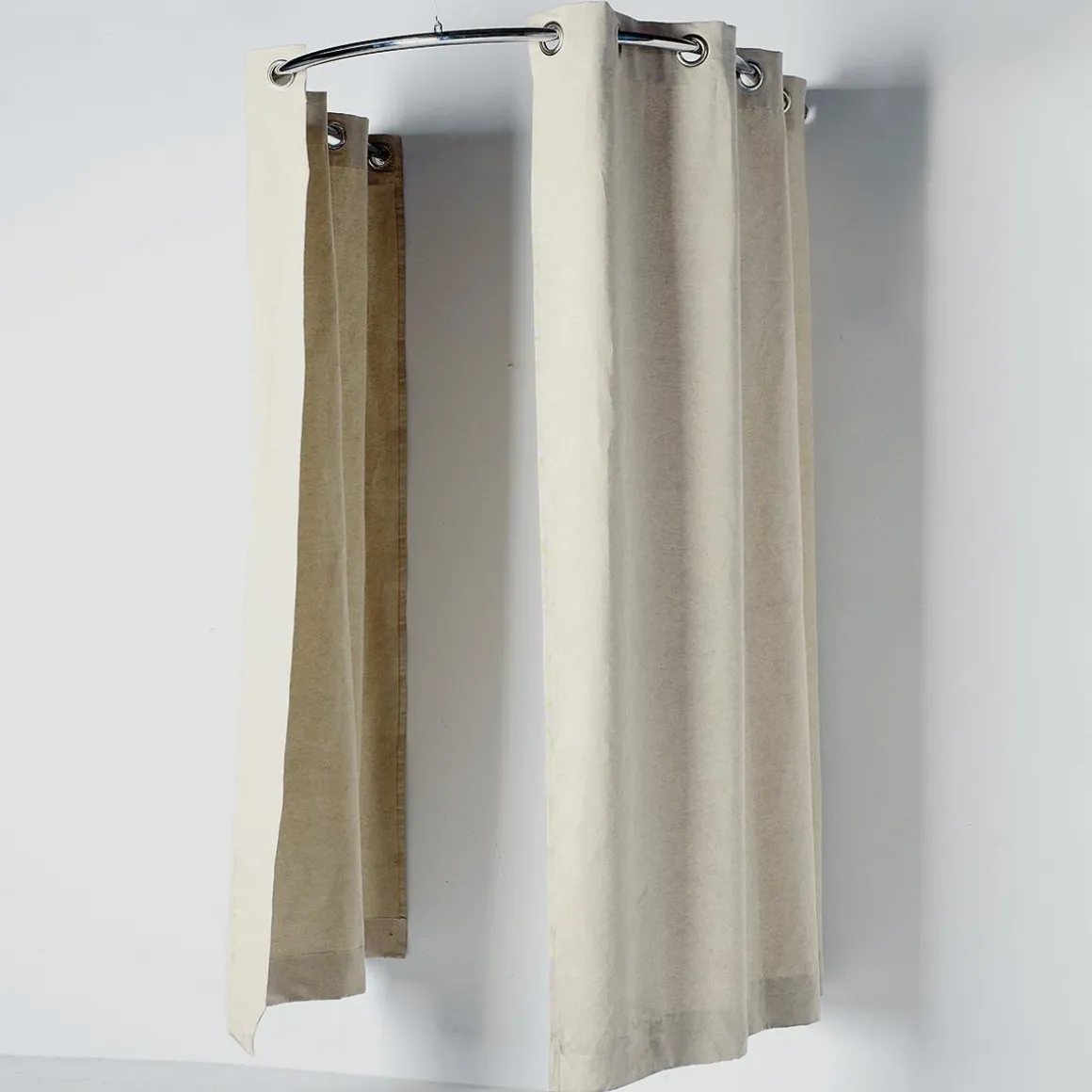 Halbkreis-Kabinen-Vorhang, 200 Cm Lang, Beige