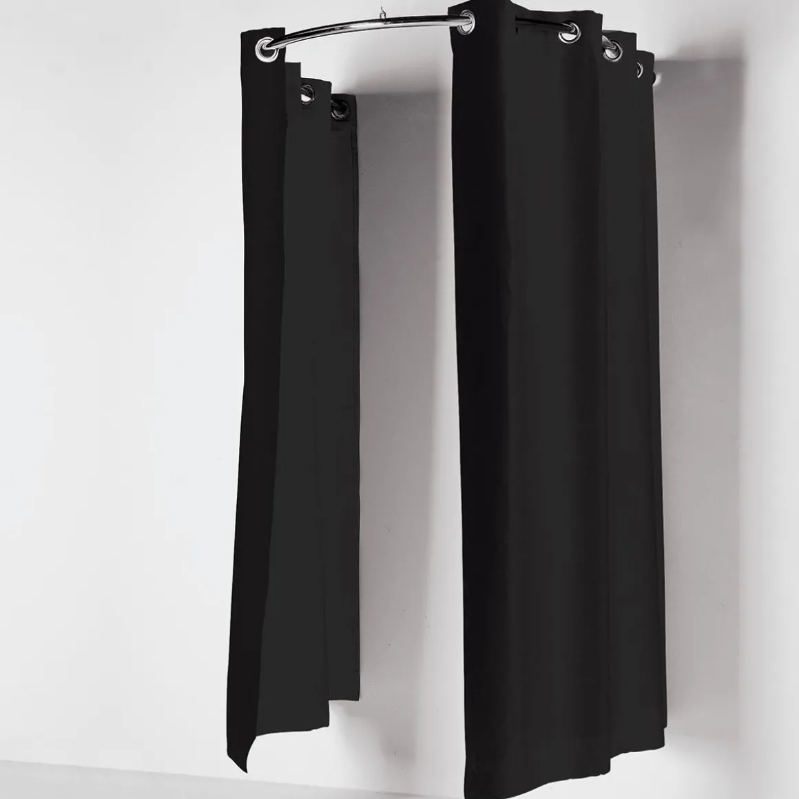 Halbkreis-Kabinen-Vorhang, 200 Cm Lang, Schwarz