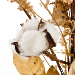 Herbstlicher Kunstzweig Mit Baumwolle-Blüten 80 Cm