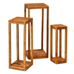 Holz-Beistell-Tische Säulen-Set 60, 75, 90 Cm