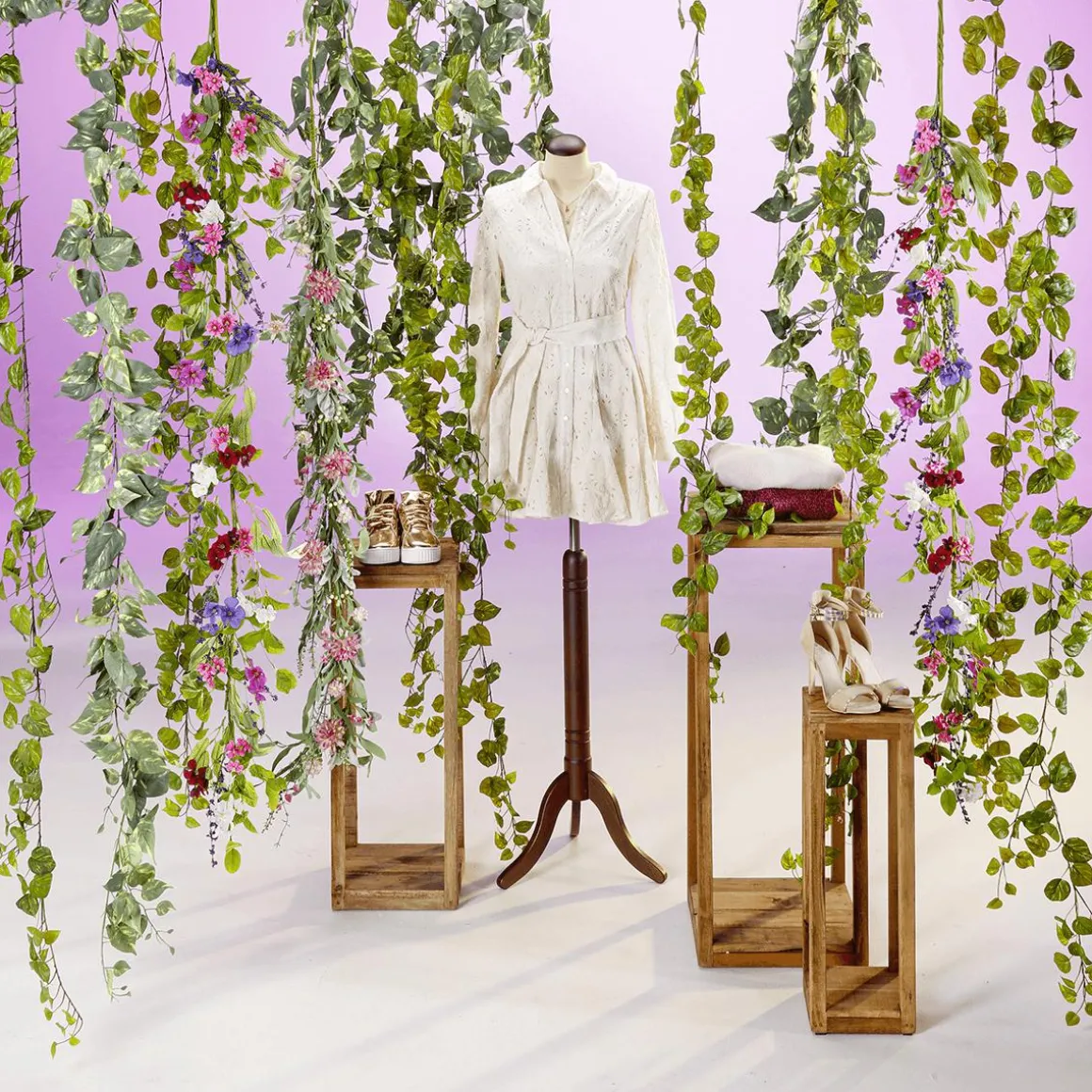 Holz-Beistell-Tische Säulen-Set 60, 75, 90 Cm