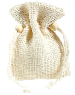 Jutesäckchen, 10 Cm, Creme 10 Stück