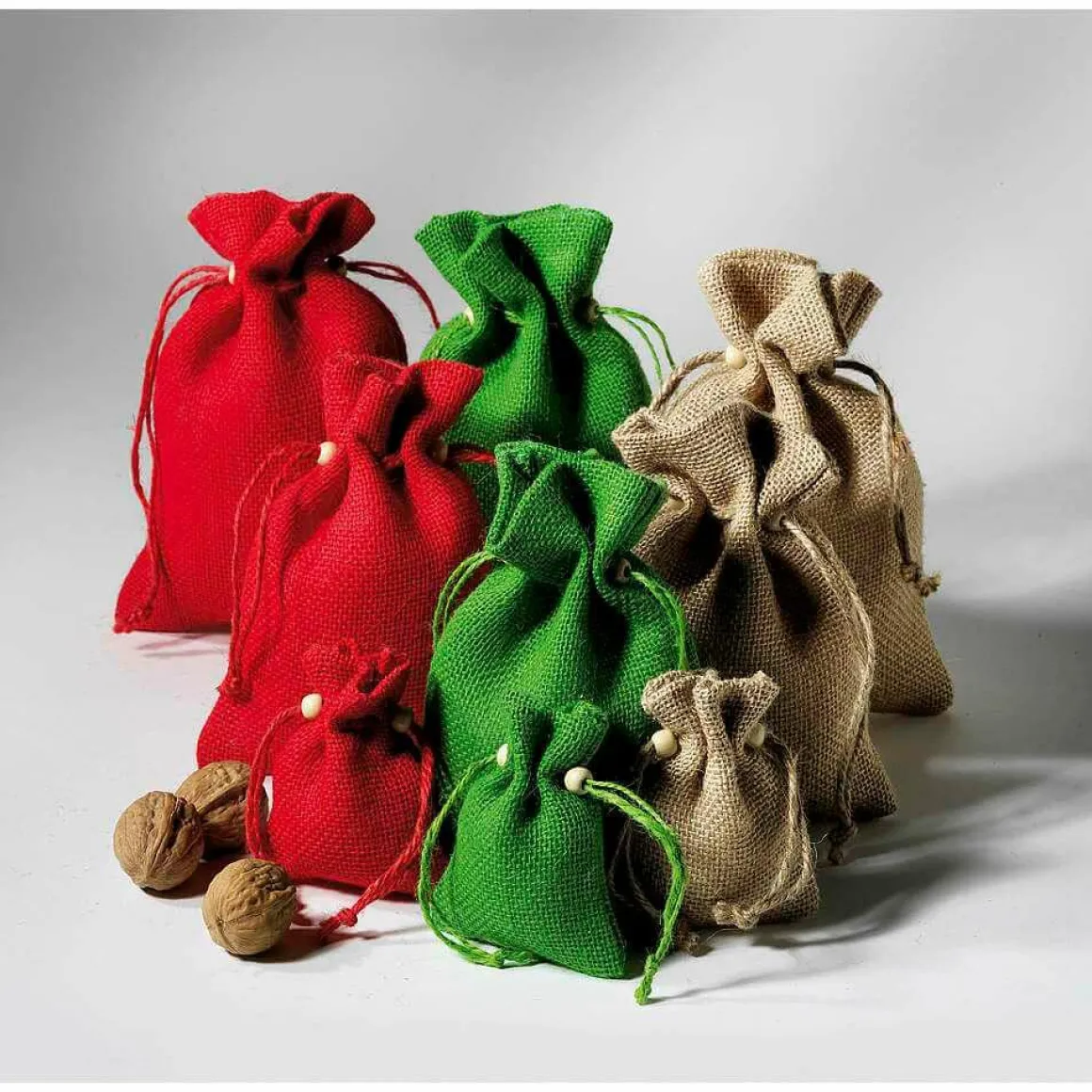 Jutesäckchen, 10 Cm, Natur 10 Stück