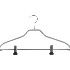 Kleiderbügel Mit Klammern Anti-Rutsch 40 Cm, Silber, 1 Pack à 10 Stück