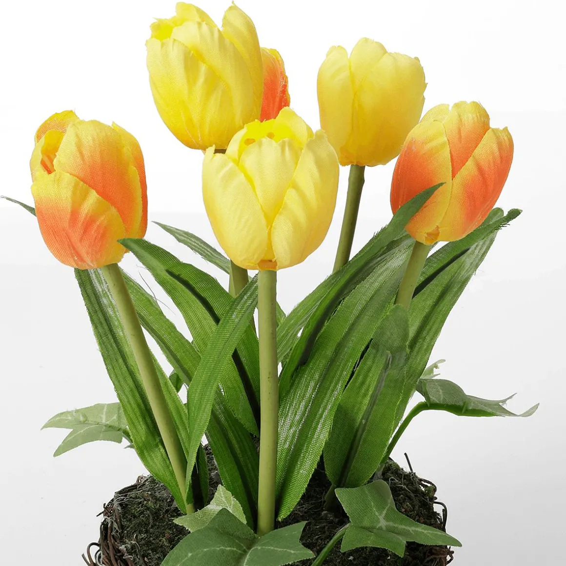 Künstliche Tulpen Im Korb Gelb, 20 Cm